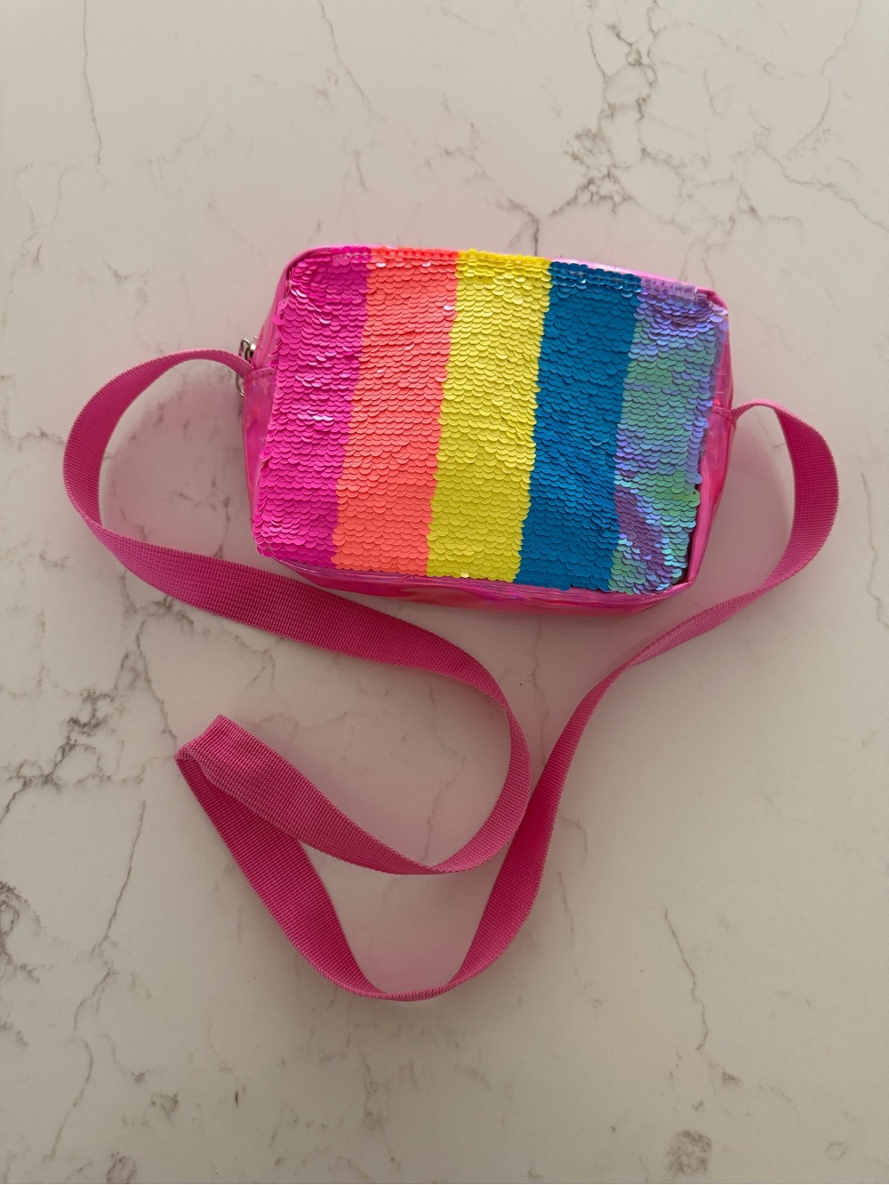 Sequin Rainbow Crossbody Bag for Kids - Pink Strap